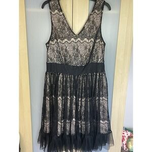 Forever 21 Womens Black Lace Midi Lace Dress Sz XXL Witchy Goth Whimsy Party